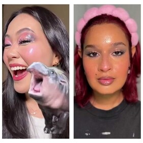 Using pink blush and grey eyeshadow is key to achieve this look (Photos: Instagram)