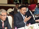 Chief Election Commissioner Rajiv Kumar chairs a review meeting with Maharashtra top officials on the poll preparations ahead of the Assembly elections in the presence of election commissioners Gyanesh Kumar and Sukhbir Singh Sandhu, in Mumbai on Friday. Chief Election Commissioner Rajiv Kumar chairs a review meeting with Maharashtra top officials on the poll preparations ahead of the Assembly elections in the presence of election commissioners Gyanesh Kumar and Sukhbir Singh Sandhu, in Mumbai on Friday.
