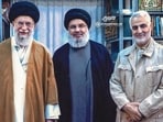 Iranian leader Al Khamenei with killed Hezbollah's Hassan Nasrallah and assassinated IRGC head Qassem Suleimani. Iranian leader Al Khamenei with killed Hezbollah's Hassan Nasrallah and assassinated IRGC head Qassem Suleimani.