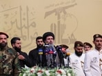 Senior Hezbollah official Hashem Safieddine speaks during the funeral of Mohammed Nasser, a senior Hezbollah commander who was killed by what security sources say was an Israel strike on Wednesday, in Beirut's southern suburbs, Lebanon July 4, 2024. 