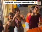 The images are from a video showing people dancing to Stree 2’s Aayi Nai in Paris. 