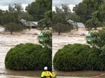 An entire house was spotted floating away in floodwaters in Asheville, North Carolina, after Post-Tropical Cyclone Helene wreaked its havoc across the US Southeast. An entire house was spotted floating away in floodwaters in Asheville, North Carolina, after Post-Tropical Cyclone Helene wreaked its havoc across the US Southeast.