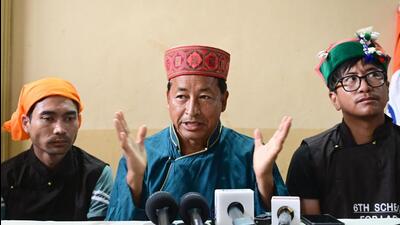 Ladakh-based activist and education reformer Sonam Wangchuk interacting with the media at a gurdwara in Sector 38, Chandigarh, on Friday. (Ravi Kumar/HT) Ladakh-based activist and education reformer Sonam Wangchuk interacting with the media at a gurdwara in Sector 38, Chandigarh, on Friday. (Ravi Kumar/HT)