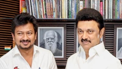 Udhayanidhi Stalin (L) with Tamil Nadu chief minister MK Stalin. (File photo) Udhayanidhi Stalin (L) with Tamil Nadu chief minister MK Stalin. (File photo)