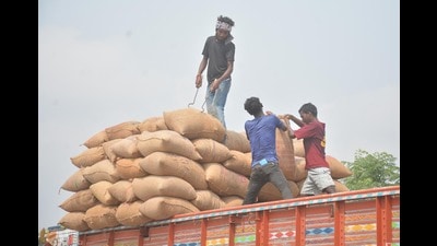 The Union government has given written assurance to create 40 lakh metric tonne (LMT) space by December 2024, while providing movement for 15 LMT by October end in response to the state government’s demand for enough space for delivery of rice during kharif marketing season (KMS) 2024-25. (HT File) The Union government has given written assurance to create 40 lakh metric tonne (LMT) space by December 2024, while providing movement for 15 LMT by October end in response to the state government’s demand for enough space for delivery of rice during kharif marketing season (KMS) 2024-25. (HT File)