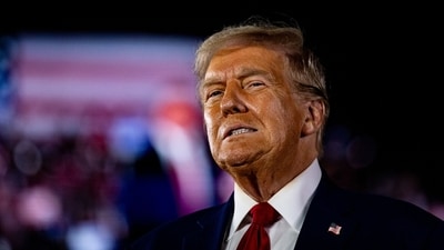 Former US President and Republican presidential nominee Donald Trump smiles as he takes the stage during a Town Hall event at Macomb Community College on September 27, 2024 in Warren, Michigan. (Emily Elconin/Getty Images via AFP) Former US President and Republican presidential nominee Donald Trump smiles as he takes the stage during a Town Hall event at Macomb Community College on September 27, 2024 in Warren, Michigan. (Emily Elconin/Getty Images via AFP)