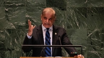 Pakistani Prime Minister Shehbaz Sharif speaks during the United Nations General Assembly (UNGA) at the United Nations headquarters in New York on September 27, 2024. (Getty Images via AFP) Pakistani Prime Minister Shehbaz Sharif speaks during the United Nations General Assembly (UNGA) at the United Nations headquarters in New York on September 27, 2024. (Getty Images via AFP)
