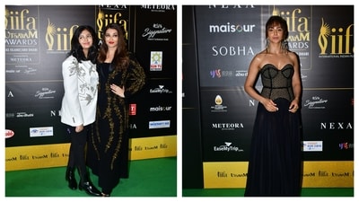 Aaradhya Bachchan with mom Aishwarya Rai. They wore polar opposite colours for the night. Aishwarya's dress was black with golden embroidery while Aaradhya's jacket was white with silver details. Rakul Preet Singh also turned up in a black dress. Aaradhya Bachchan with mom Aishwarya Rai. They wore polar opposite colours for the night. Aishwarya's dress was black with golden embroidery while Aaradhya's jacket was white with silver details. Rakul Preet Singh also turned up in a black dress.