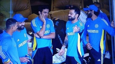 Gautam Gambhir goes LOL as Virat Kohli, Rohit Sharma's jokes keep dressing room engaged during rain break in Kanpur Gautam Gambhir goes LOL as Virat Kohli, Rohit Sharma's jokes keep dressing room engaged during rain break in Kanpur