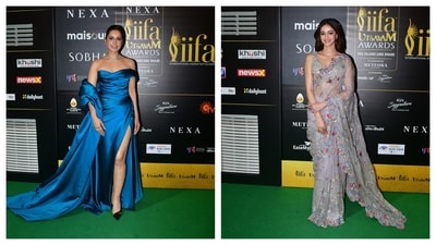 Raashi Khanna chose an electic blue satin gown for the night while Ananya Panday looked lovely in an embellished floral saree. Raashi Khanna chose an electic blue satin gown for the night while Ananya Panday looked lovely in an embellished floral saree.