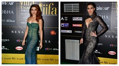Samantha Ruth Prabhu sparkled in an ombre green-blue dress. Her red hair wove magic. Kriti Sanon's black lace gown was less impressive. Samantha Ruth Prabhu sparkled in an ombre green-blue dress. Her red hair wove magic. Kriti Sanon's black lace gown was less impressive.