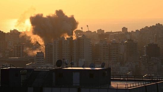 Smoke rises from the site of an Israeli airstrike on the Shiyah neighbourhood of Beirut's southern suburbs on September 28, 2024. Smoke rises from the site of an Israeli airstrike on the Shiyah neighbourhood of Beirut's southern suburbs on September 28, 2024.