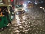 Many streets were waterlogged in Bengaluru after intense showers overnight. Many streets were waterlogged in Bengaluru after intense showers overnight.