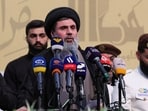 FILE PHOTO: Senior Hezbollah official Hashem Safieddine speaks during the funeral of Mohammed Nasser, a senior Hezbollah commander who was killed by what security sources say was an Israel strike on Wednesday, in Beirut's southern suburbs, Lebanon July 4, 2024. REUTERS/Aziz Taher/File Photo