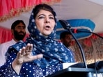 Tangmarg: Peoples Democratic Party (PDP) President Mehbooba Mufti addresses during an election rally ahead of Jammu and Kashmir Assembly elections, at Lalpora village of Tangmarg in north Kashmir, Friday, Sept. 27, 2024. (PTI Photo)(PTI09_27_2024_000329A) Tangmarg: Peoples Democratic Party (PDP) President Mehbooba Mufti addresses during an election rally ahead of Jammu and Kashmir Assembly elections, at Lalpora village of Tangmarg in north Kashmir, Friday, Sept. 27, 2024. (PTI Photo)(PTI09_27_2024_000329A)