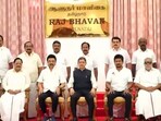 Tamil Nadu chief minister MK Stalin and Governor RN Ravi, along with the newly appointed deputy chief minister Udhayanidhi Stalin and other new Cabinet ministers, attended the swearing-in ceremony at Raj Bhavan on Sunday.