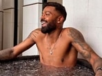 Hardik Pandya takes an ice bath. Hardik Pandya takes an ice bath.