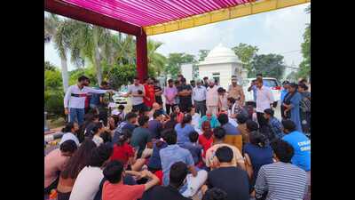 A protest at Rajiv Gandhi National Law University in Patiala on Sunday. A protest at Rajiv Gandhi National Law University in Patiala on Sunday.