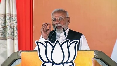 Prime Minister Narendra Modi celebrated 10 years of Mann ki Baat by looking back at achievements during his tenure (ANI Photo) (ANI)