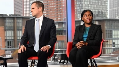 Two of Britain's main opposition Conservative Party leadership candidates, Robert Jenrick (L) and Kemi Badenoch. (AFP) Two of Britain's main opposition Conservative Party leadership candidates, Robert Jenrick (L) and Kemi Badenoch. (AFP)