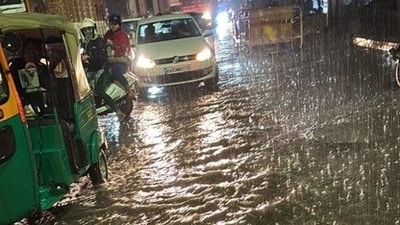 Many streets were waterlogged in Bengaluru after intense showers overnight. (X) Many streets were waterlogged in Bengaluru after intense showers overnight. (X)