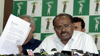 HD Kumaraswamy called for Chandrashekhar’s suspension and accused the Congress government of misusing government machinery for political purposes. (ANI) HD Kumaraswamy called for Chandrashekhar’s suspension and accused the Congress government of misusing government machinery for political purposes. (ANI)