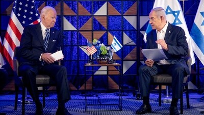 File Photo: US President Joe Biden, left, meets with Israeli Prime Minister Benjamin Netanyahu,, to discuss the ongoing conflict between Israel and Hamas, (Reuters)