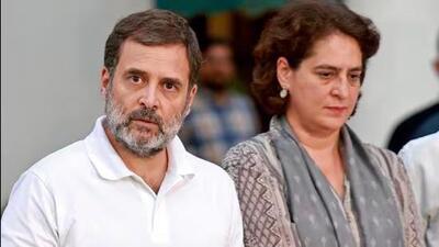 Making the last mile effort in Haryana that votes on October 5, Congress MP and leader of Opposition in Lok Sabha, Rahul Gandhi and his sister Priyanka Gandhi will on Monday begin “Haryana Vijay Sankalp Yatra” from Ambala’s Naraingarh, the hometown of caretaker chief minister Nayab Singh Saini. (ANI File)