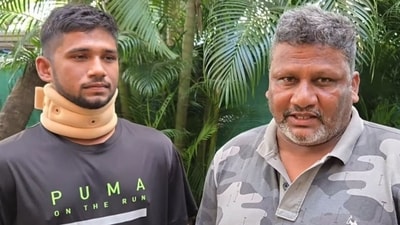 Indian batter Sarfaraz Khan posted a video of his younger brother Musheer and father Naushad on his Instagram story. Indian batter Sarfaraz Khan posted a video of his younger brother Musheer and father Naushad on his Instagram story.