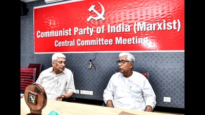 Prakash Karat at the central committee meeting in New Delhi on Sunday. (ANI)
