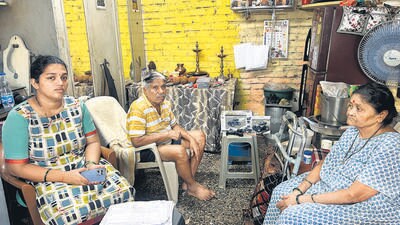 The family of five – comprising Patil, his parents, his wife and their five-year-old son – resides in a room measuring barely 120 square feet at a chawl in Mitha Nagar in Mulund The family of five – comprising Patil, his parents, his wife and their five-year-old son – resides in a room measuring barely 120 square feet at a chawl in Mitha Nagar in Mulund