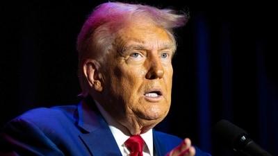 PRAIRIE DU CHIEN, WISCONSIN - SEPTEMBER 28: Republican presidential nominee, former U.S. President Donald Trump speaks to attendees during a campaign rally at the Prairie Du Chien Area Arts Center on September 28, 2024 in Prairie du Chien, Wisconsin. With 38 days remaining, the former president continues rallying supporters and campaigning in battleground swing states around the country. Brandon Bell/Getty Images/AFP (Photo by Brandon Bell / GETTY IMAGES NORTH AMERICA / Getty Images via AFP) (Getty Images via AFP) PRAIRIE DU CHIEN, WISCONSIN - SEPTEMBER 28: Republican presidential nominee, former U.S. President Donald Trump speaks to attendees during a campaign rally at the Prairie Du Chien Area Arts Center on September 28, 2024 in Prairie du Chien, Wisconsin. With 38 days remaining, the former president continues rallying supporters and campaigning in battleground swing states around the country. Brandon Bell/Getty Images/AFP (Photo by Brandon Bell / GETTY IMAGES NORTH AMERICA / Getty Images via AFP) (Getty Images via AFP)