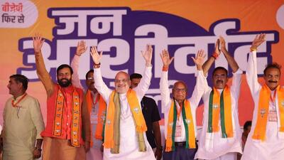 Union minister Amit Shah in Karnal. (PTI) Union minister Amit Shah in Karnal. (PTI)