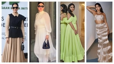 Get ready for today’s roundup of best-dressed celebs who stood out with their stunning styles. Take inspiration for beautiful daywear outfits from Sonam Kapoor's unique fusion dress, and Kareena Kapoor's billowy white outfit. And for evening glam, let Isha Ambani's princess look and Janhvi Kapoor's shimmery outfit be your OOTD inspiration. (Instagram) Get ready for today’s roundup of best-dressed celebs who stood out with their stunning styles. Take inspiration for beautiful daywear outfits from Sonam Kapoor's unique fusion dress, and Kareena Kapoor's billowy white outfit. And for evening glam, let Isha Ambani's princess look and Janhvi Kapoor's shimmery outfit be your OOTD inspiration. (Instagram)