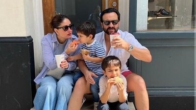Kareena Kapoor and Saif Ali Khan with sons Taimur and Jehangir.