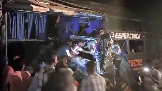 The accident occurred on National Highway 30 in Madhya Pradesh’s Maihar district on Saturday night. (PTI)