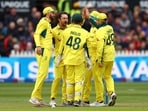 Australia's Travis Head celebrates after taking the lbw wicket of England's Brydon Carse