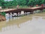 The water level of Tiyar river rises after heavy rains, in Motihari, Bihar