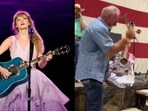 A viral video shows a man smashing a signed Swift guitar, A viral video shows a man smashing a signed Swift guitar,