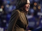 Vice President Kamala Harris speaks during a campaign rally at the Expo at World Market Center on September 29, 2024 in Las Vegas, Nevada. Vice President Kamala Harris speaks during a campaign rally at the Expo at World Market Center on September 29, 2024 in Las Vegas, Nevada.
