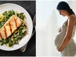 Consuming fish during pregnancy helps in lowering the risk of preterm birth, and improving cognitive development. Consuming fish during pregnancy helps in lowering the risk of preterm birth, and improving cognitive development.