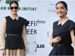 Sonam Kapoor dazzles in a neutral-tone outfit. Sonam Kapoor dazzles in a neutral-tone outfit.