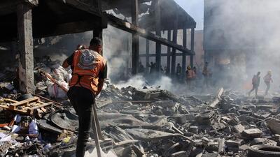 A Palestinian rescue worker in Gaza. (AFP) A Palestinian rescue worker in Gaza. (AFP)