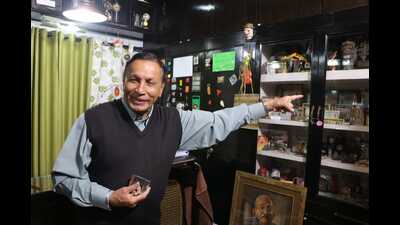Ashok Kumar, 73, at his ‘little museum’ where he exhibits coins, stamps and other collectibles (Sourced) Ashok Kumar, 73, at his ‘little museum’ where he exhibits coins, stamps and other collectibles (Sourced)