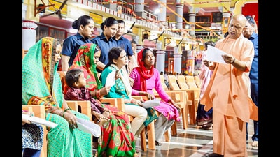 Chief Minister Yogi Adityanath interacts with people during Janta Darshan programme, at Gorakhnath Temple Campus in Gorakhpur on Sunday. (Yogi Adityanath-X/ANI) Chief Minister Yogi Adityanath interacts with people during Janta Darshan programme, at Gorakhnath Temple Campus in Gorakhpur on Sunday. (Yogi Adityanath-X/ANI)