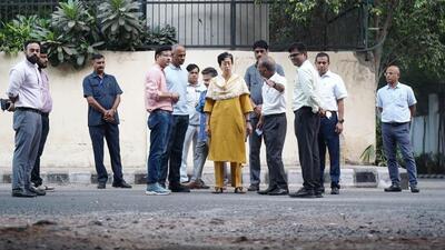 Delhi chief minister Atishi inspecting the roads in the national capital on Monday morning. (Photo from X) Delhi chief minister Atishi inspecting the roads in the national capital on Monday morning. (Photo from X)