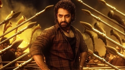 Devara part 1 box office collection worldwide day 3: Jr NTR in a still from the film. Devara part 1 box office collection worldwide day 3: Jr NTR in a still from the film.