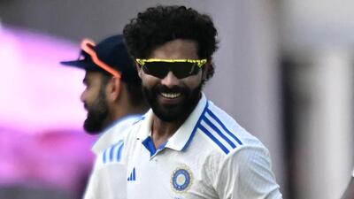 India's Ravindra Jadeja celebrates after reaching 300 Test wickets in Kanpur on Monday. (AFP) India's Ravindra Jadeja celebrates after reaching 300 Test wickets in Kanpur on Monday. (AFP)