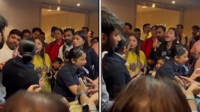 Indigo passengers filmed screaming at ground staff over a flight delay. (X/@Arhantt_pvt) Indigo passengers filmed screaming at ground staff over a flight delay. (X/@Arhantt_pvt)