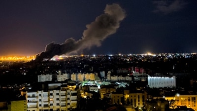 Smoke rises from an Israeli airstrike that hit the southern suburb of Beirut, Lebanon, Tuesday. (AP Photo) Smoke rises from an Israeli airstrike that hit the southern suburb of Beirut, Lebanon, Tuesday. (AP Photo)
